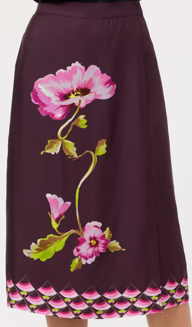 JOHNNY WAS WOMENS TILLI FAUX WRAP MIDI SKIRT FLEURS OF ATHENA L77425 SZ LARGE L